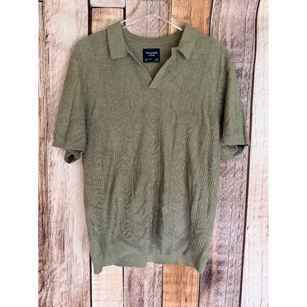 Abercrombie & Fitch Men's Sweater Polo Cable Knit Brown Preppy Size Medium NWT